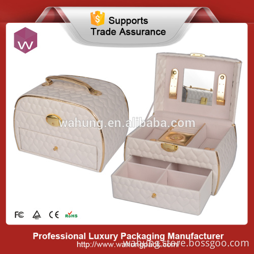 Wholesale display storage mirrored gift luxury pu custom leather jewelry box